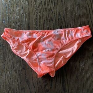PINK Victorias Secret Coral Orange Tie Dye Bikini Bottoms, L